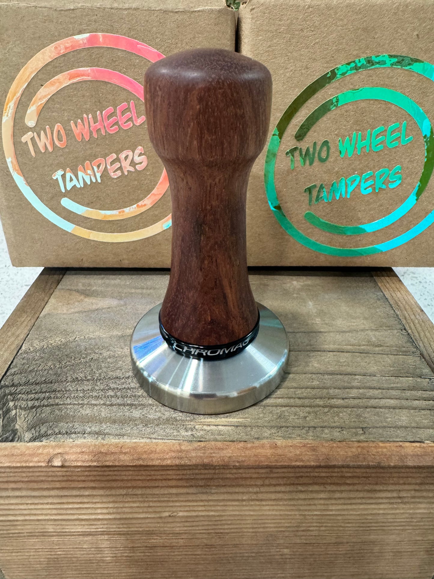58mm Tall/Large Handmade Wooden tamper Black Chromag spacer- 9 cm tall for Large hands