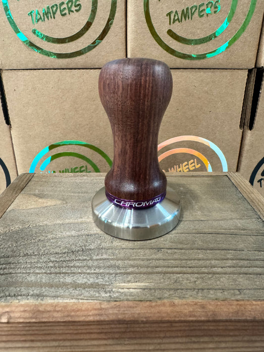 53mm  Handmade Wooden tamper Purple Chromag spacer- 7.5 cm tall Fits Breville Barista Express machines